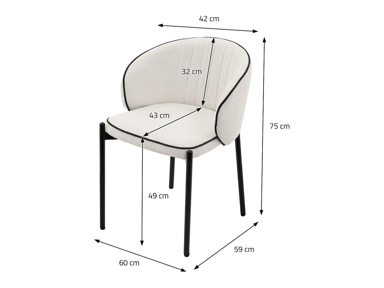 ML-Design 6x Sillas de comedor beige con revestimiento de tela, asiento sofá de salón con respaldo, mueble de cocina tapizado con patas de metal