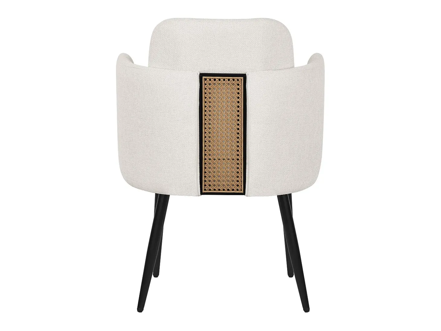 ML-Design 2x Sillas de comedor con funda de tela beige asientos sofá de salón con respaldo y reposabrazos de ratán mueble tapizado con patas de metal
