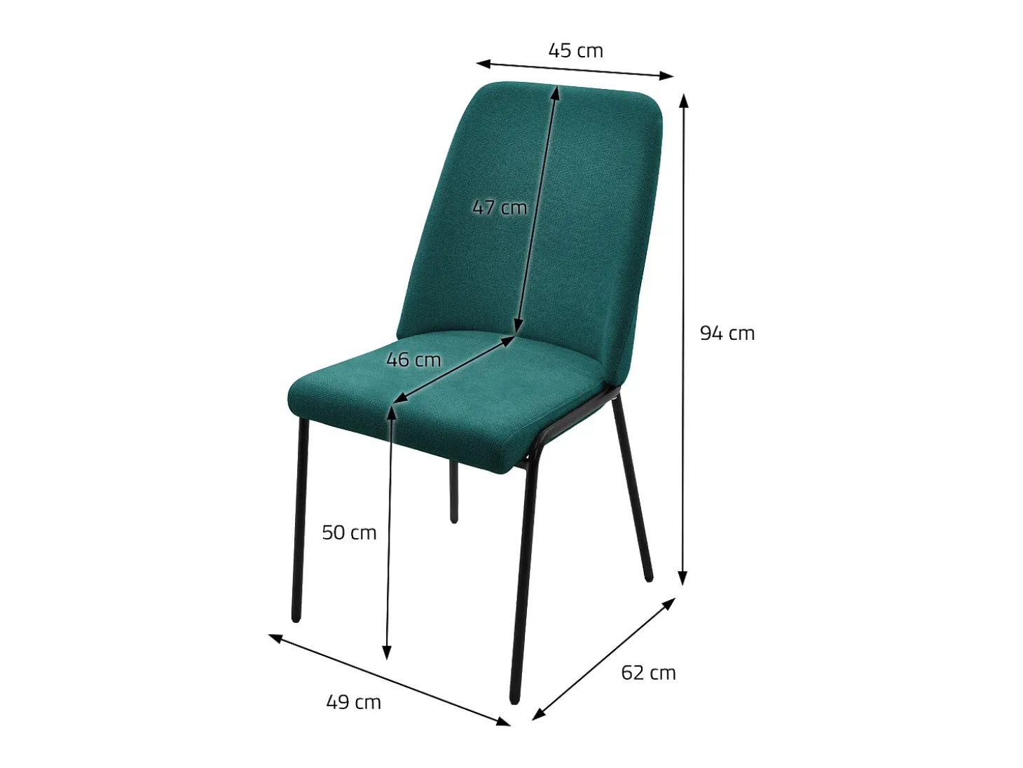 ML-Design 6x Sillas de comedor petróleo poliéster tapizado con patas de metal asiento acolchado con respaldo diseño atemporal mueble ergonómico