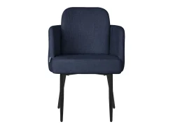 ML-Design 6x Sillas de comedor con funda de tela azul oscuro asientos de salón con respaldo y reposabrazos de ratán mueble tapizado y patas de metal