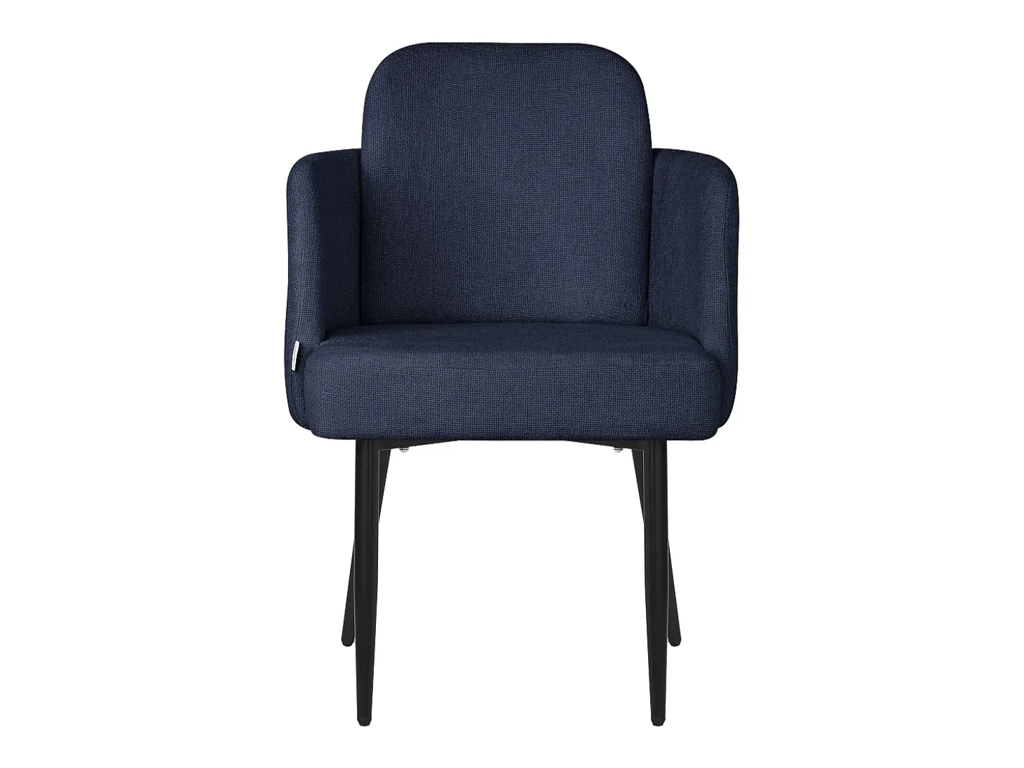ML-Design 6x Sillas de comedor con funda de tela azul oscuro asientos de salón con respaldo y reposabrazos de ratán mueble tapizado y patas de metal