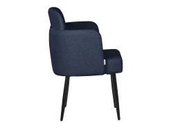 ML-Design 6x Sillas de comedor con funda de tela azul oscuro asientos de salón con respaldo y reposabrazos de ratán mueble tapizado y patas de metal