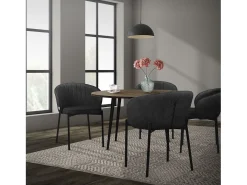 ML-Design 4x Sillas de comedor antracita con revestimiento de tela, asiento sofá de salón con respaldo, mueble de cocina tapizado con patas de metal