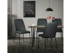 ML-Design 4x Sillas de comedor antracita poliéster tapizado con patas de metal asiento acolchado con respaldo diseño atemporal mueble ergonómico
