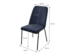 ML-Design 2x Sillas de comedor azul oscuro poliéster tapizado con patas de metal asiento acolchado con respaldo diseño atemporal mueble ergonómico