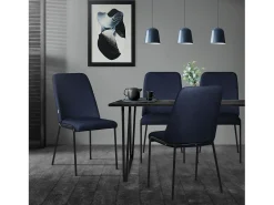 ML-Design 2x Sillas de comedor azul oscuro poliéster tapizado con patas de metal asiento acolchado con respaldo diseño atemporal mueble ergonómico