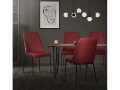 ML-Design 6x Sillas de comedor rojas poliéster tapizado con patas de metal asiento acolchado con respaldo diseño atemporal mueble ergonómico