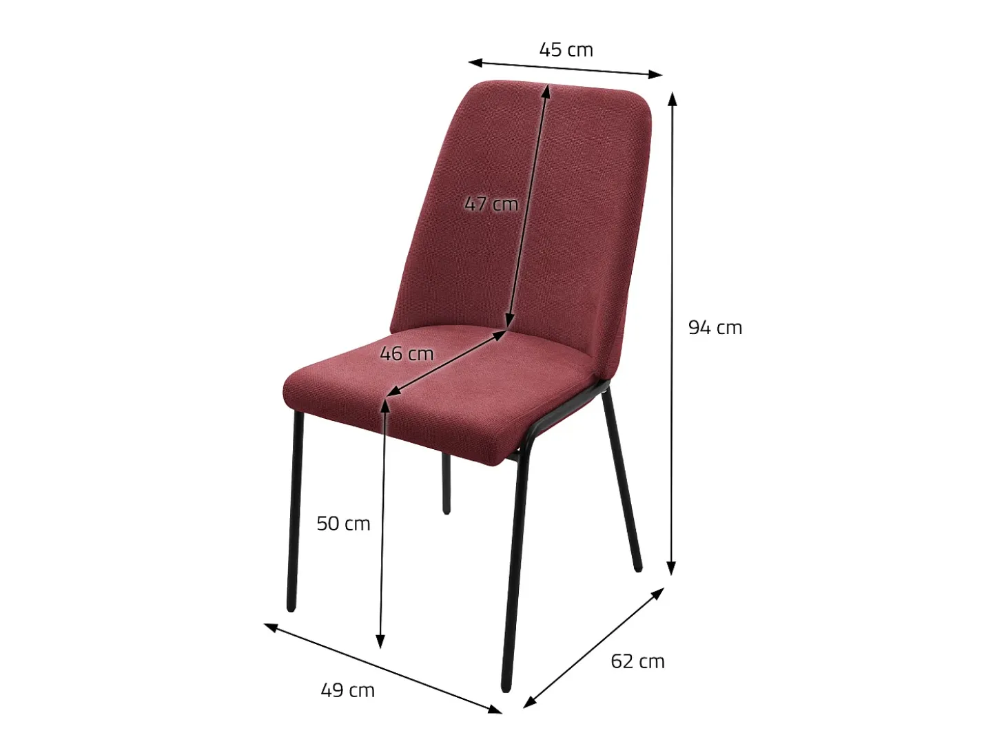 ML-Design 6x Sillas de comedor rojas poliéster tapizado con patas de metal asiento acolchado con respaldo diseño atemporal mueble ergonómico