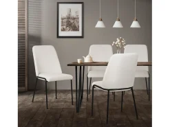 ML-Design 4x Sillas de comedor beige poliéster tapizado con patas de metal asiento acolchado con respaldo diseño atemporal mueble ergonómico