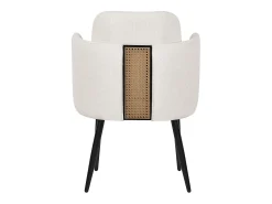 ML-Design 6x Sillas de comedor con funda de tela beige asientos sofá de salón con respaldo y reposabrazos de ratán mueble tapizado con patas de metal