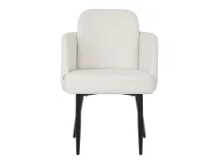 ML-Design 6x Sillas de comedor con funda de tela beige asientos sofá de salón con respaldo y reposabrazos de ratán mueble tapizado con patas de metal