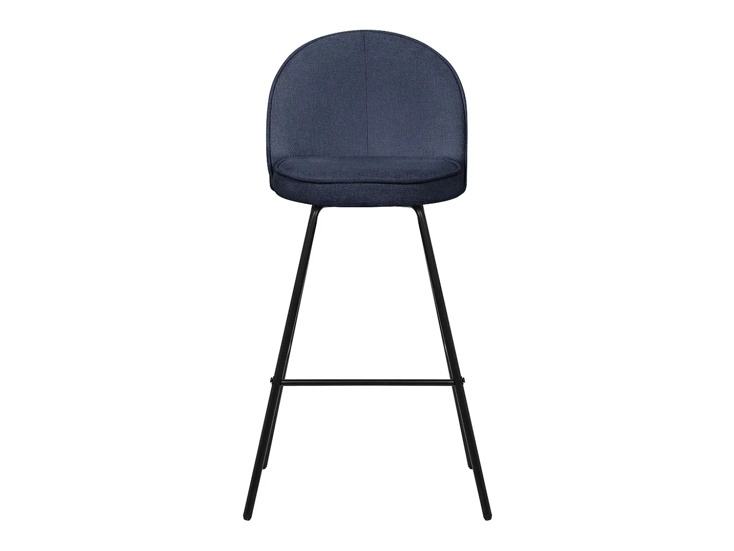 ML-Design 4x Taburetes de bar azul oscuro con tapizado de tela, 75cm sillas con respaldo y reposapíes, estructura metálica sillones para encimera