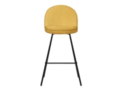 ML-Design 4x Taburetes de bar mostaza con tapizado de tela, 75cm altura, sillas con respaldo y reposapíes, estructura metálica sillones para encimera