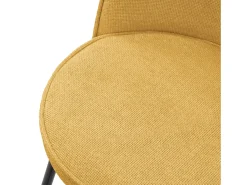 ML-Design 2x Taburetes de bar mostaza con tapizado de tela, 75cm altura, sillas con respaldo y reposapíes, estructura metálica sillones para encimera