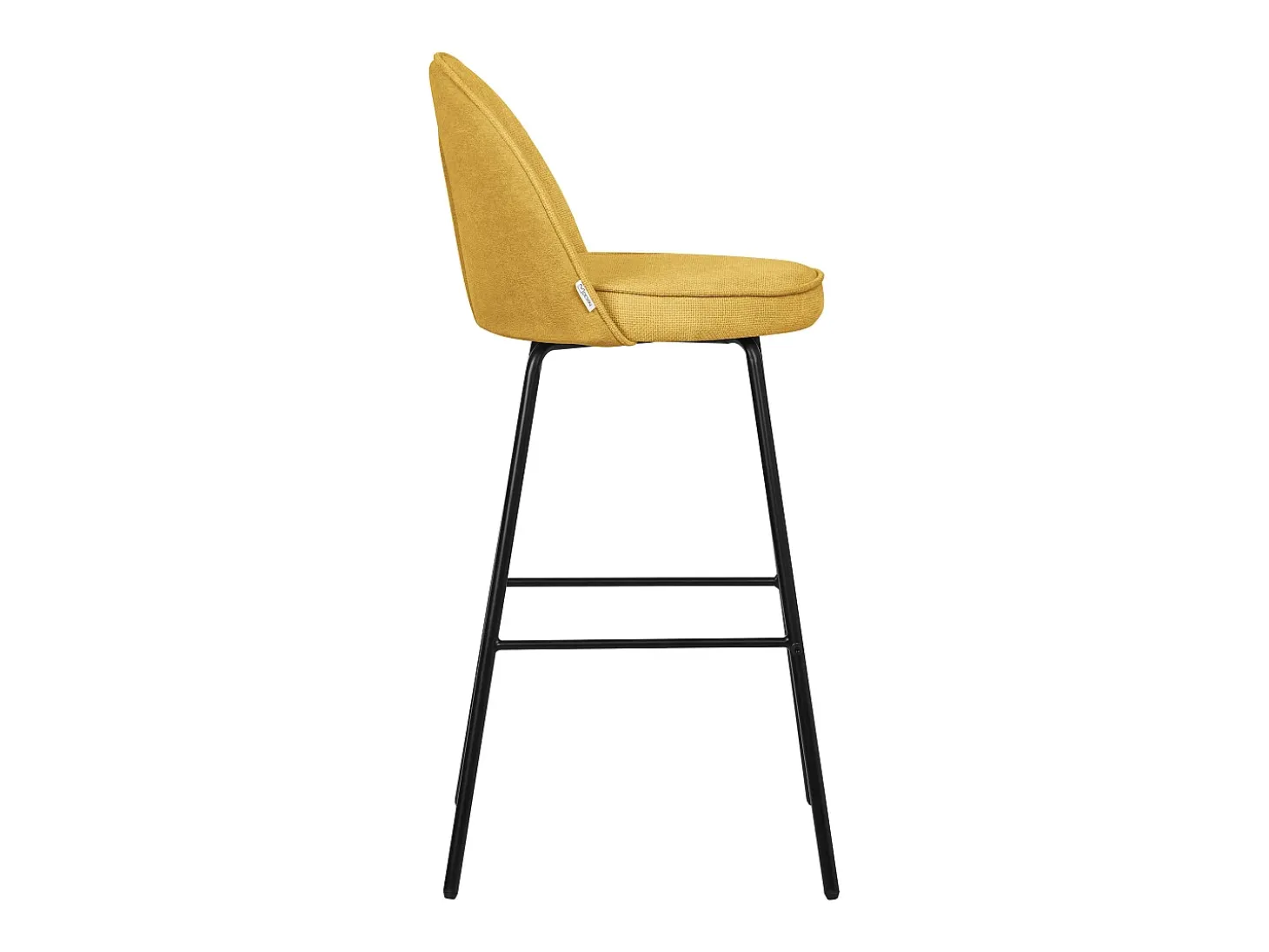 ML-Design 2x Taburetes de bar mostaza con tapizado de tela, 75cm altura, sillas con respaldo y reposapíes, estructura metálica sillones para encimera