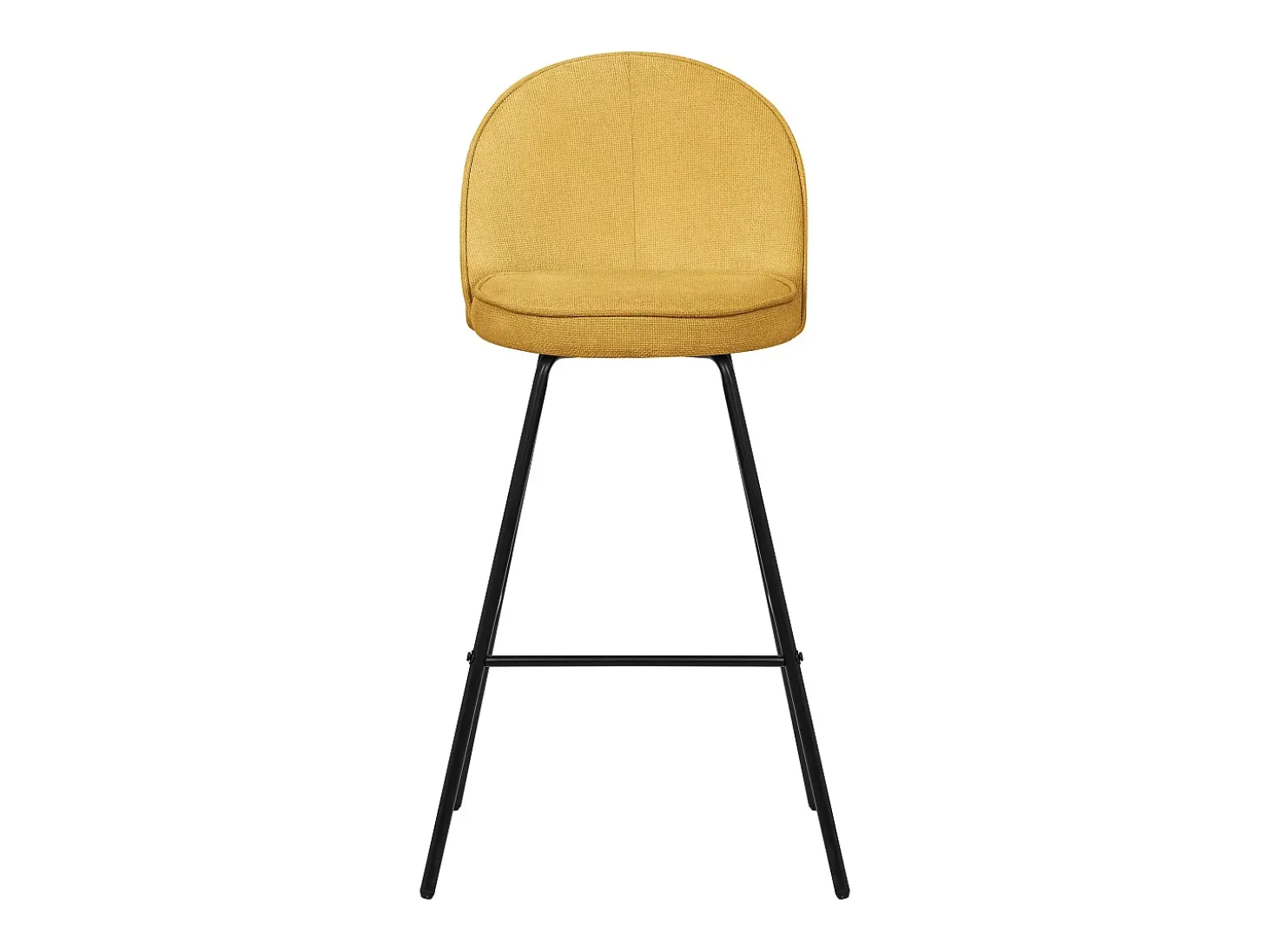 ML-Design 2x Taburetes de bar mostaza con tapizado de tela, 75cm altura, sillas con respaldo y reposapíes, estructura metálica sillones para encimera