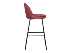 ML-Design 4x Taburetes de bar rojos con tapizado de tela, 75cm altura, sillas con respaldo y reposapíes, estructura metálica sillones para encimera