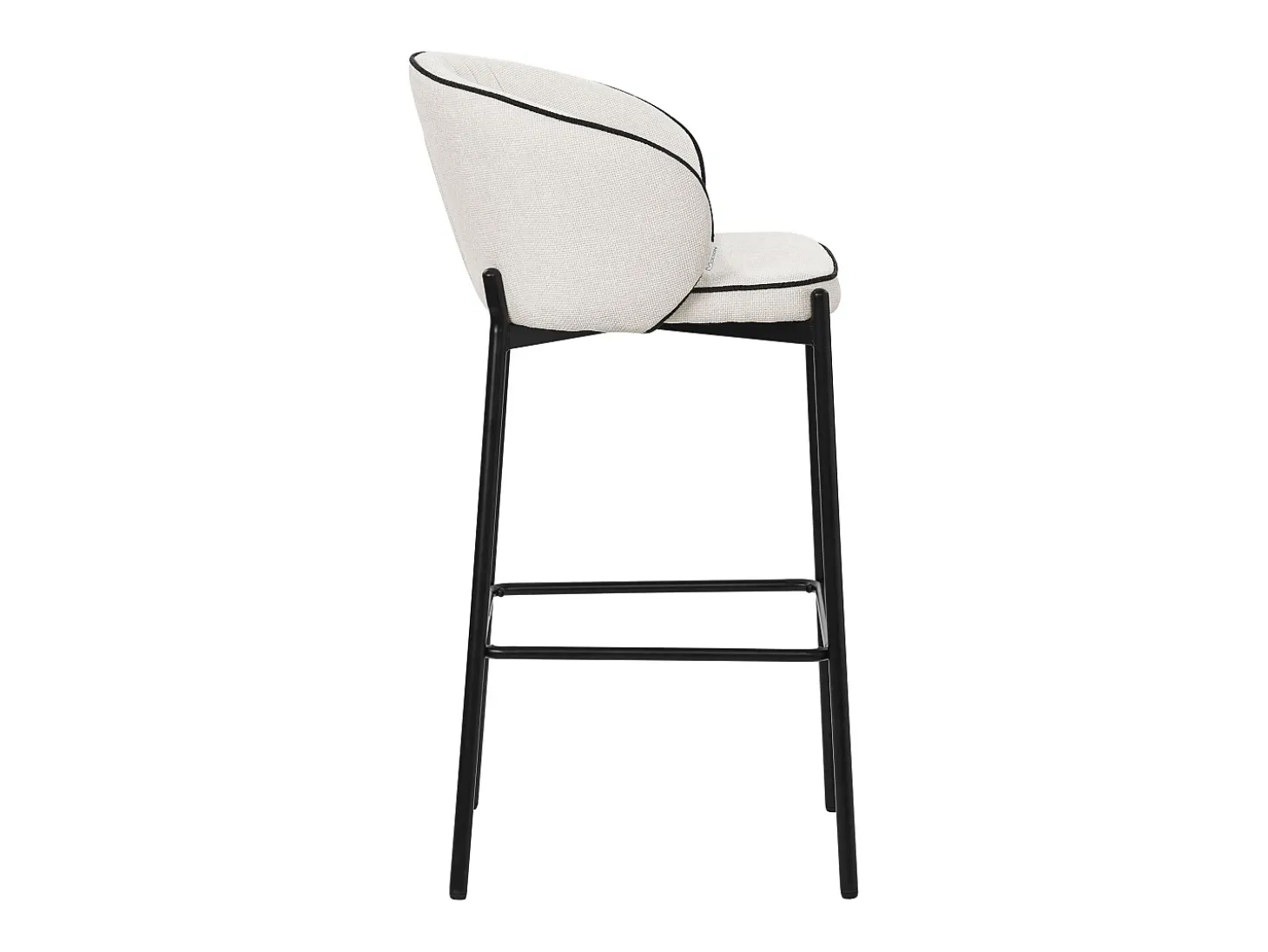 ML-Design 4x Taburetes de bar beige con tapizado de tela, 76cm altura, sillas con respaldo y reposapíes, estructura metálica sillones para encimera