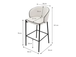 ML-Design 4x Taburetes de bar beige con tapizado de tela, 76cm altura, sillas con respaldo y reposapíes, estructura metálica sillones para encimera
