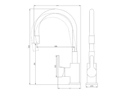 Mémory Mezclador para fregadero negro con manguera flexible con memoria de forma Essebagno
