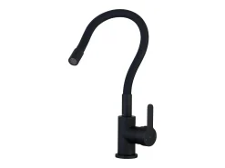 Mémory Mezclador para fregadero negro con manguera flexible con memoria de forma Essebagno