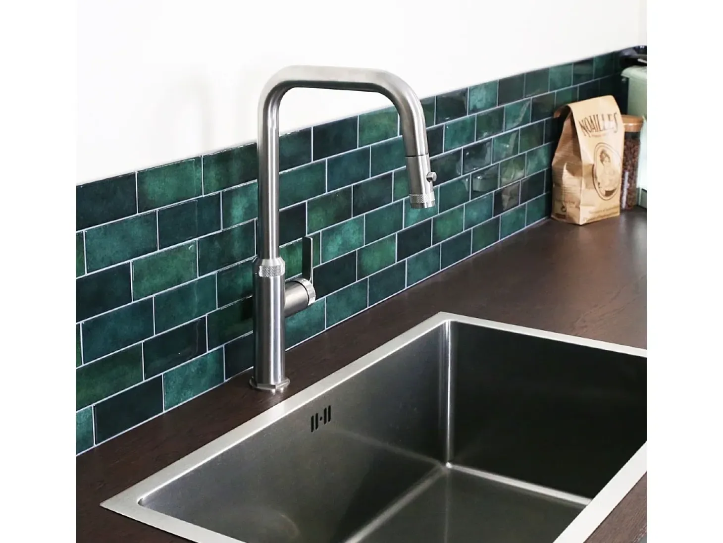 Molette Mezclador de fregadero con teleducha extraíble en acero inoxidable Essebagno