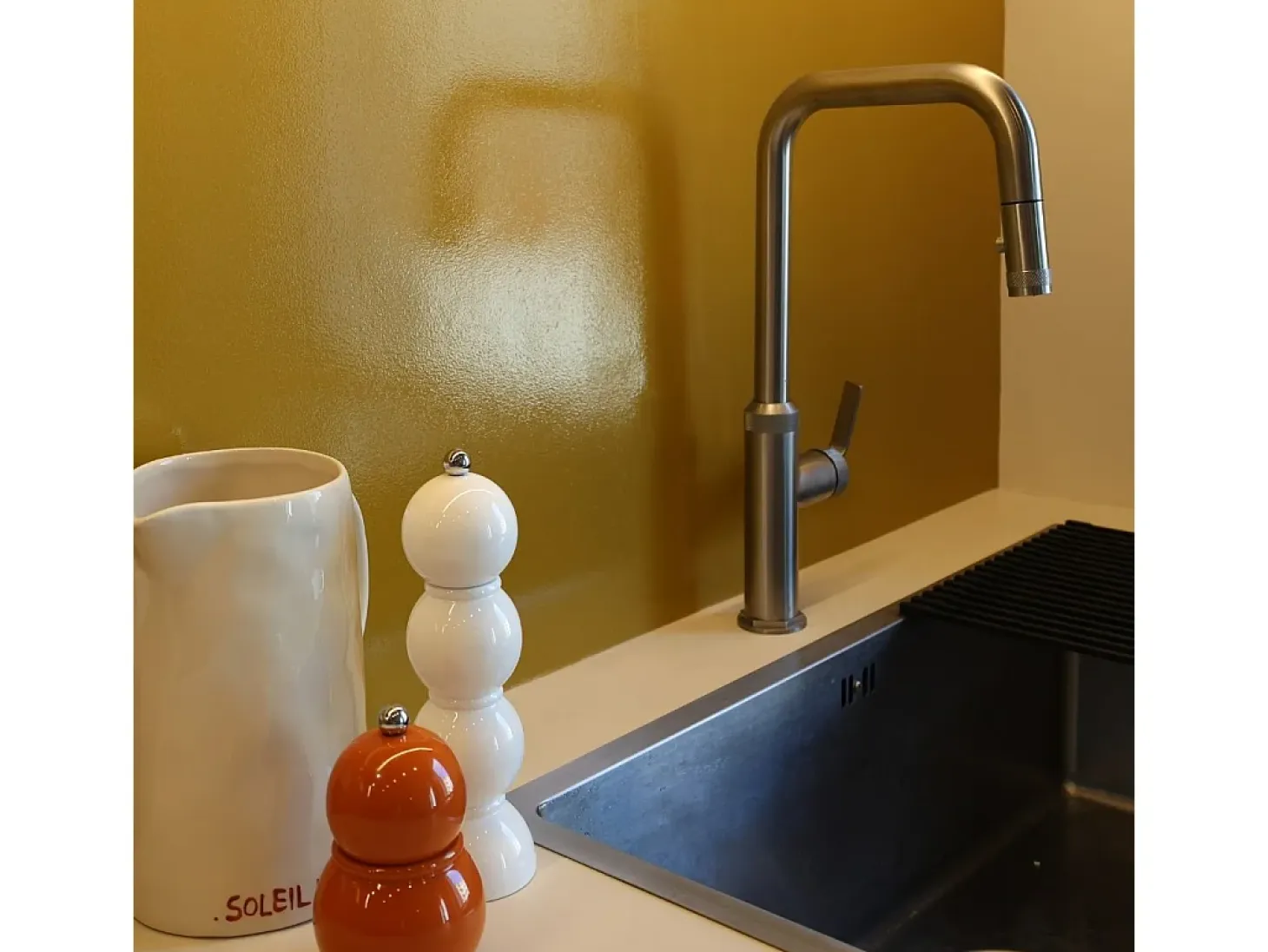 Molette Mezclador de fregadero con teleducha extraíble en acero inoxidable Essebagno