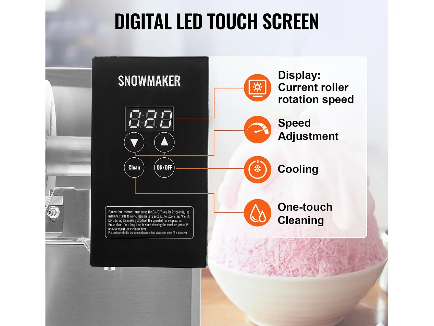 Máquina Comercial de Hielo en Copos SucceBuy, 170 kg/24 h de Acero Inoxidable para Helados