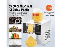 Máquina Comercial de Hielo en Copos SucceBuy, 170 kg/24 h de Acero Inoxidable para Helados