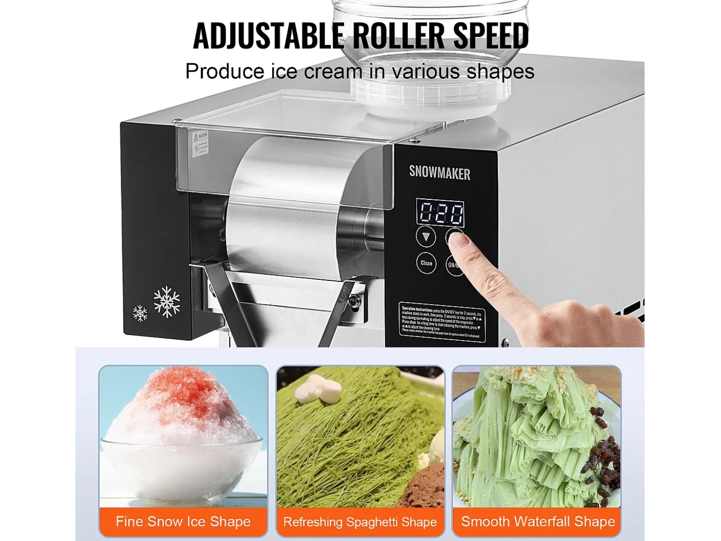 Máquina Comercial de Hielo en Copos SucceBuy, 125 kg/24 h de Acero Inoxidable para Helados