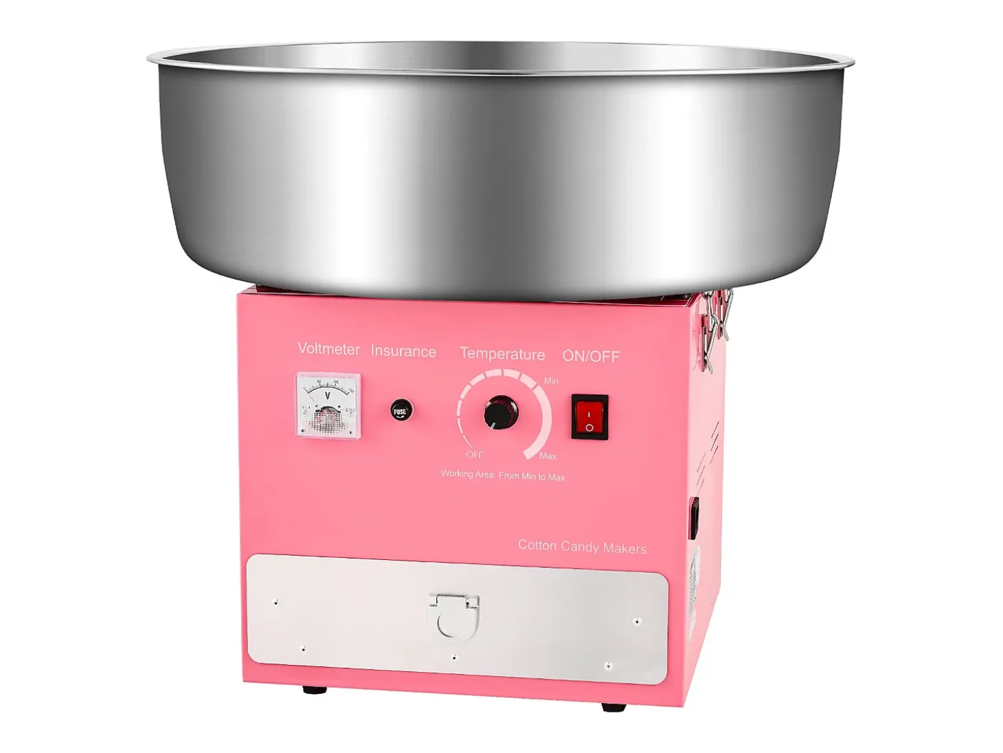 Máquina de Algodón de Azúcar SucceBuy, Eléctrica 1000 W, Comercial, Bol de Acero Inoxidable de 52 cm, Cuchara/Cajón, Cumpleaños/Fiesta, Rosa
