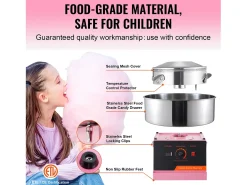 Máquina de Algodón de Azúcar Comercial SucceBuy, Máquina de Algodón de Azúcar 1000 W, Rosa