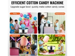 Máquina de Algodón de Azúcar Comercial SucceBuy, Máquina de Algodón de Azúcar 1000 W, Rosa