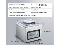 Máquina de Envasar SucceBuy al Vacío de Cámara 320 W Máquina de Envasado al Vacío Tamaño Compacto 32cm en la Cocina y para Uso Comercial
