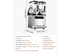 Máquina de Granizado Comercial SucceBuy 12 Lx2, Máquina de Smoothie Margarita, Acero Inoxidable, para la Casa, la Fiesta, el Café, el Bar