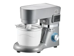 Máquina de Hacer Sorbetes SucceBuy 1,7 L, Robot de Repostería a 6 Velocidades, con Pantalla Digital LED y Temporizador, Paleta de Mezcla, Gancho Amasador, Gris