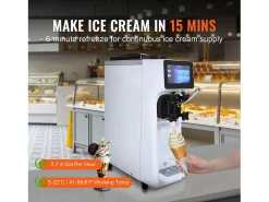Máquina de Helado Blando SucceBuy, 10 L/h 900 W, 1 Sabor, Pre-enfriamiento Automático con Pantalla Táctil, para Sundae Yogur