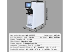Máquina de Helado Blando SucceBuy, 10 L/h 900 W, 1 Sabor, Pre-enfriamiento Automático con Pantalla Táctil, para Sundae Yogur