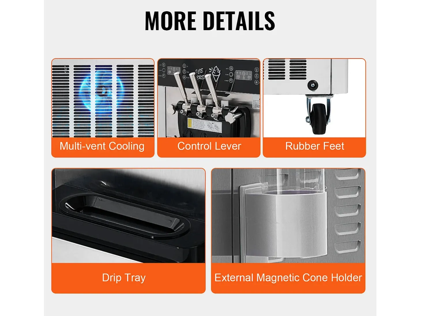 Máquina De Helado Comercial SucceBuy 34-44 L/H Con Panel LED Y 3 Sabores