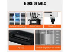 Máquina De Helado Comercial De 3 Sabores SucceBuy, Rendimiento 21-31 L/H