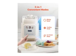 Máquina de Helados SucceBuy Automática, Turbina de Hielo para Sorbetes y Yogur Helado con Compresor Integrado, Máquina de Helados Eléctrica sin Precongelación