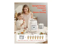 Máquina de Helados SucceBuy Automática, Turbina de Hielo para Sorbetes y Yogur Helado con Compresor Integrado, Máquina de Helados Eléctrica sin Precongelación