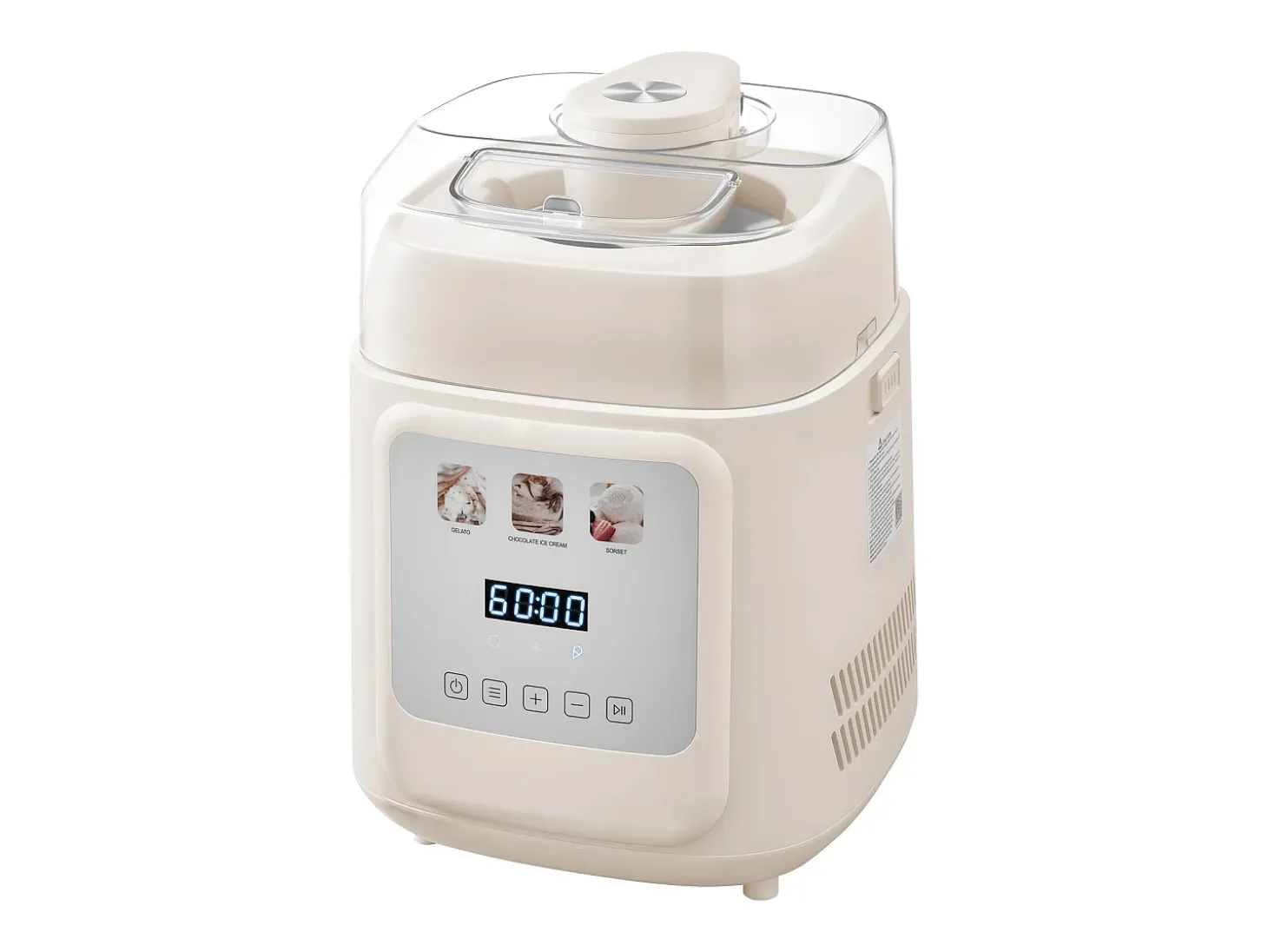 Máquina de Helados SucceBuy Automática, Turbina de Hielo para Sorbetes y Yogur Helado con Compresor Integrado, Máquina de Helados Eléctrica sin Precongelación