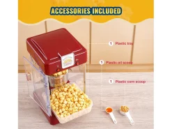 Máquina de Palomitas SucceBuy, Kettle Popper 300 W y 2,5 oz, 4 Pintes por Lote, Máquina de Mesa con Puerta de PP, Roja