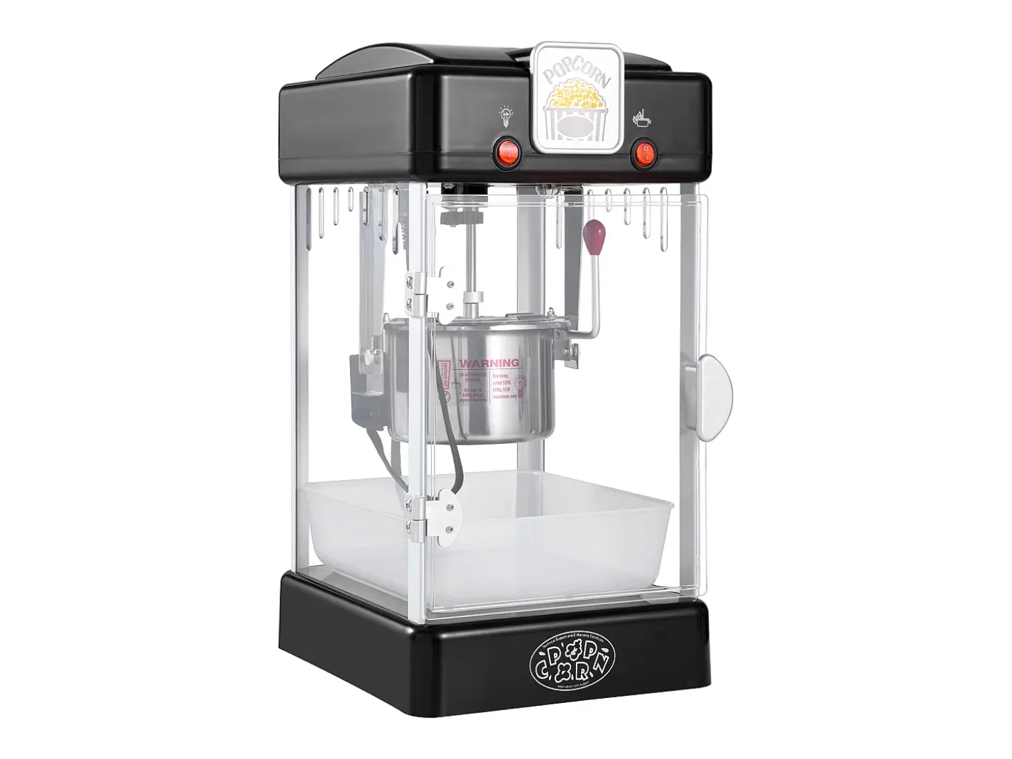Máquina de Palomitas SucceBuy 300 W, Máquina de Palomitas de Mesa con Puerta de PP, Incluye 2 Cucharas y una Bandeja, Estilo Cine, Negro