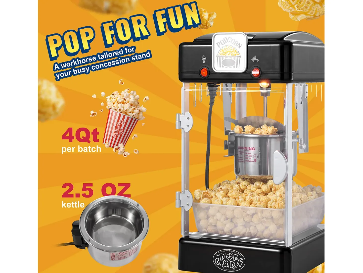 Máquina de Palomitas SucceBuy 300 W, Máquina de Palomitas de Mesa con Puerta de PP, Incluye 2 Cucharas y una Bandeja, Estilo Cine, Negro