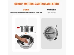 Máquina de Palomitas SucceBuy 1615 W, Máquina de Popcorn de 16 oz, Máquina de Mostrador con Caldero de Vidrio Templado, Estilo Cine, Rojo