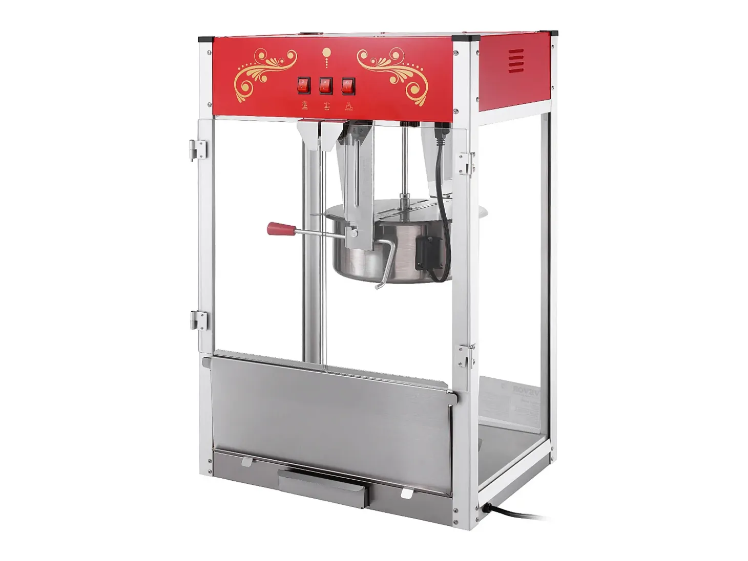 Máquina de Palomitas SucceBuy 1615 W, Máquina de Popcorn de 16 oz, Máquina de Mostrador con Caldero de Vidrio Templado, Estilo Cine, Rojo