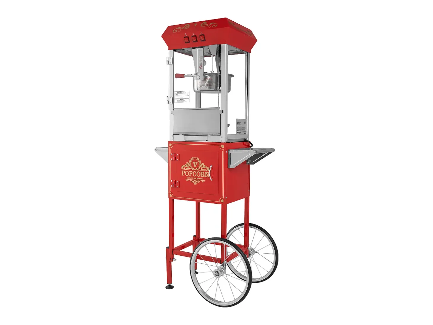 Máquina de Palomitas SucceBuy, Máquina de Palomitas con Carrito, 850 W, 8 oz, 48 Tazas, Rojo, 610 x 410 x 1395 mm