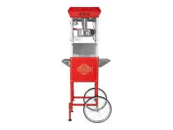 Máquina de Palomitas SucceBuy, Máquina de Palomitas con Carrito, 850 W, 8 oz, 48 Tazas, Rojo, 610 x 410 x 1395 mm